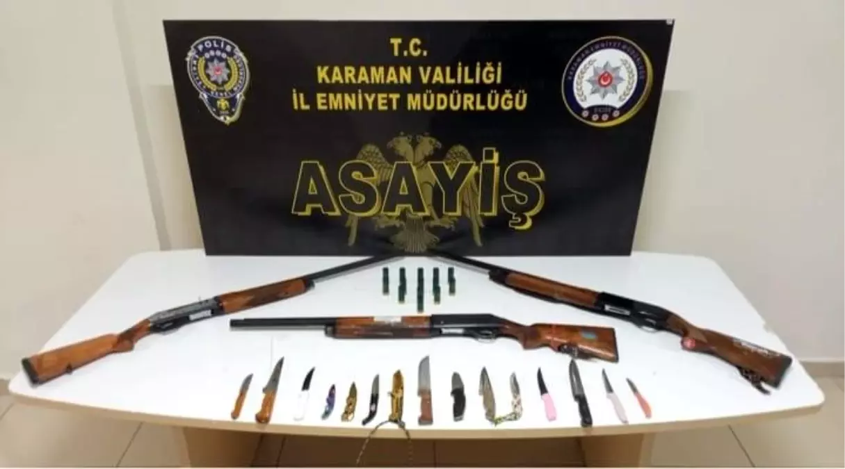 Karaman'da ruhsatsız silahlar ile kaçak tütün ele geçirildi: 5 tutuklama