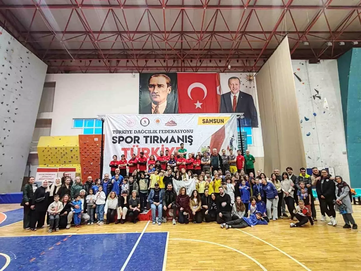 Minik sporcular şampiyonluk için tırmandı