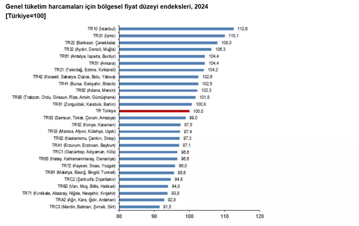 TÜİK: 2024'te fiyat düzeyi endeksi en yüksek bölge İstanbul oldu