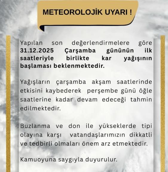 Kahramanmaraş okullar tatil mi? 31 Aralık Çarşamba Kahramanmaraş'ta okul yok mu (KAR TATİLİ – KAHRAMANMARAŞ VALİLİĞİ)?