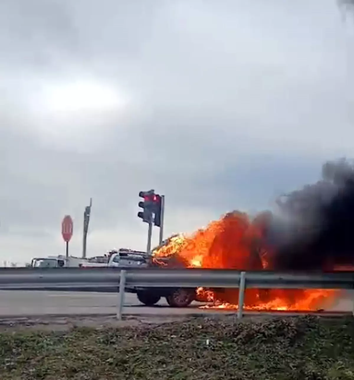 Tekirdağ'da seyir halindeki otomobil alev aldı