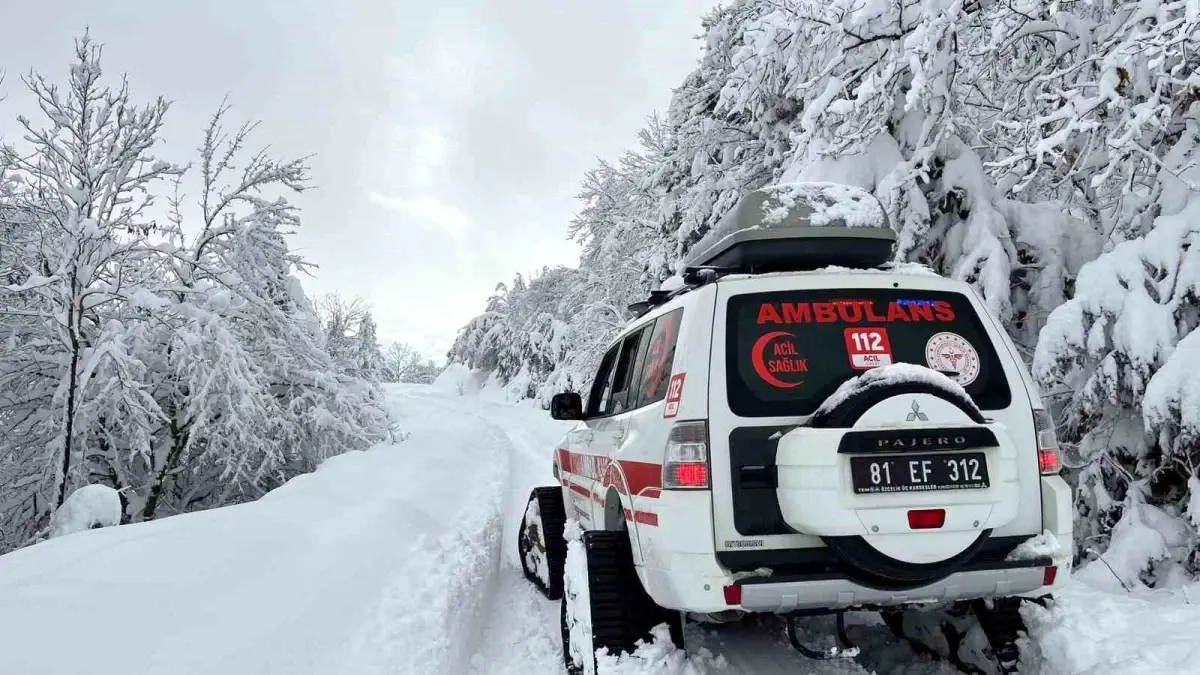 Düzce'de yaşlı hastaya paletli ambulans ulaştı