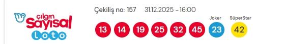 Sayısal Loto çekiliş sonuçları açıklandı 31 Aralık 2025! Sayısal Loto sonuçları ve kazanıran numaralar!
