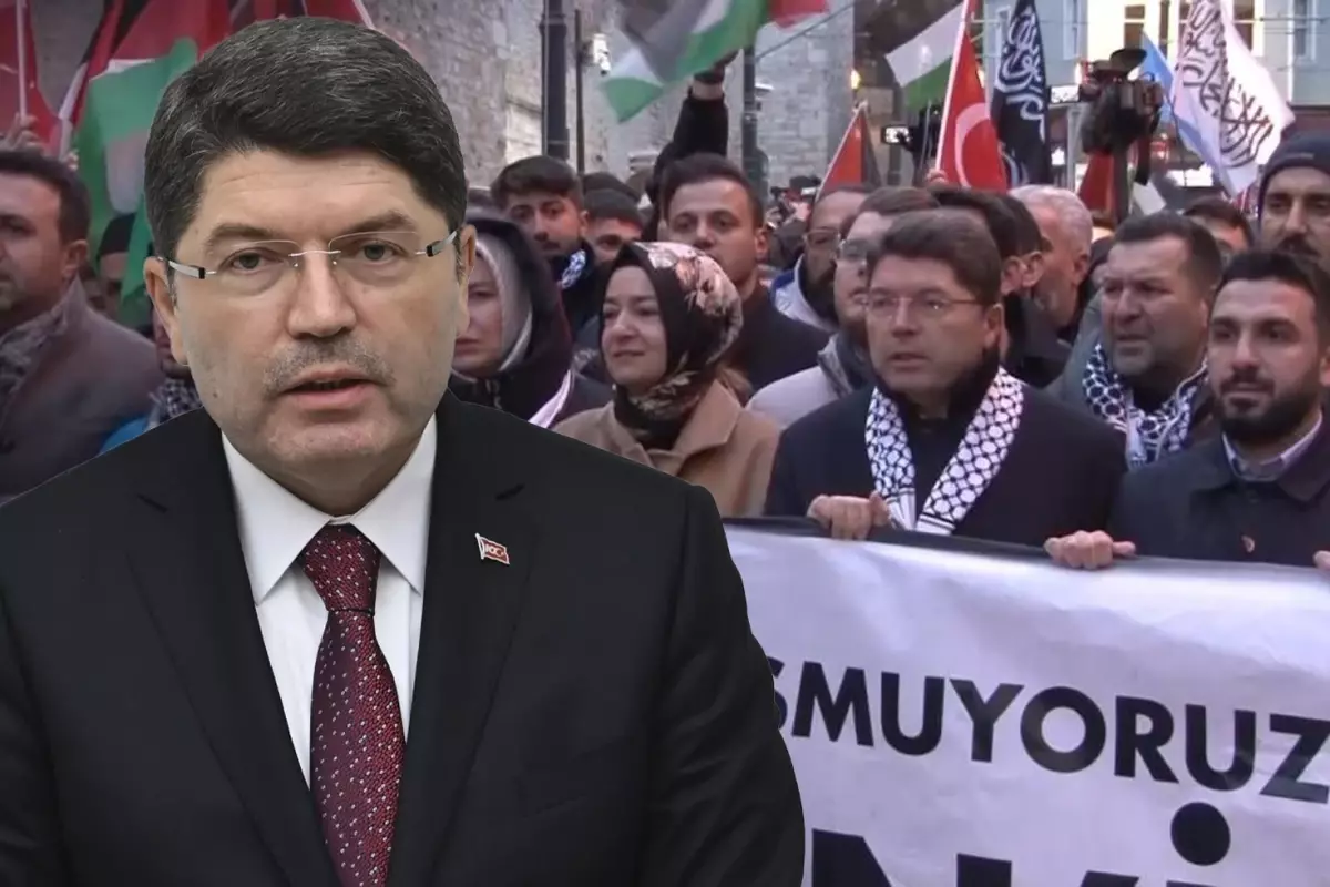 Adalet Bakanı Yılmaz Tunç da Filistin yürüyüşüne katıldı