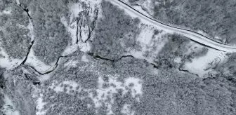 Sinop'ta ormanlarda oluşan kar güzelliği dronla görüntülendi