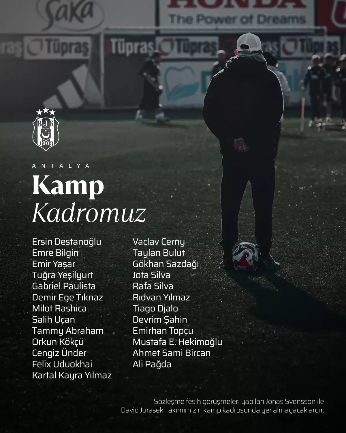 Beşiktaş'ın Antalya kampı kadrosu açıklandı