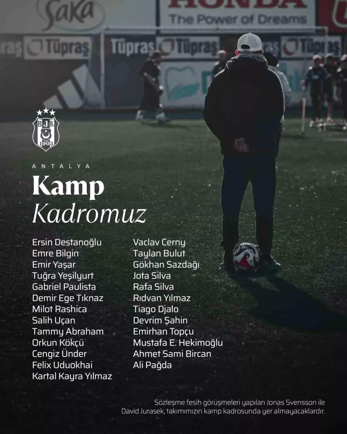 Beşiktaş'ta Antalya kampı kadrosu belli oldu