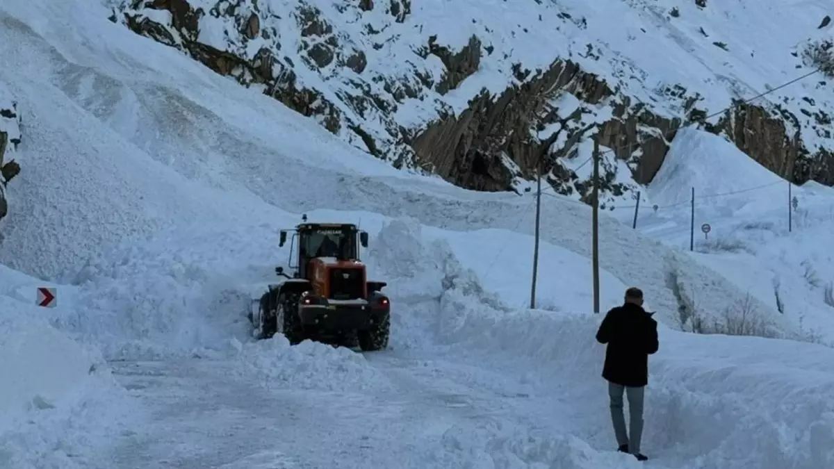Hakkari Van karayolu üzerindeki birinci tünel mevkinde bulunan Aslankaya Mağarası yakınına çığ düştü
