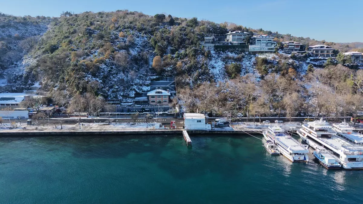 Kar yağışının ardından Sarıyer havadan görüntülendi