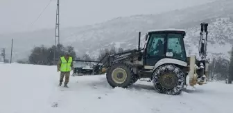 Tunceli'de ekipler yolu kardan kapanan köydeki hasta inek için seferber oldu