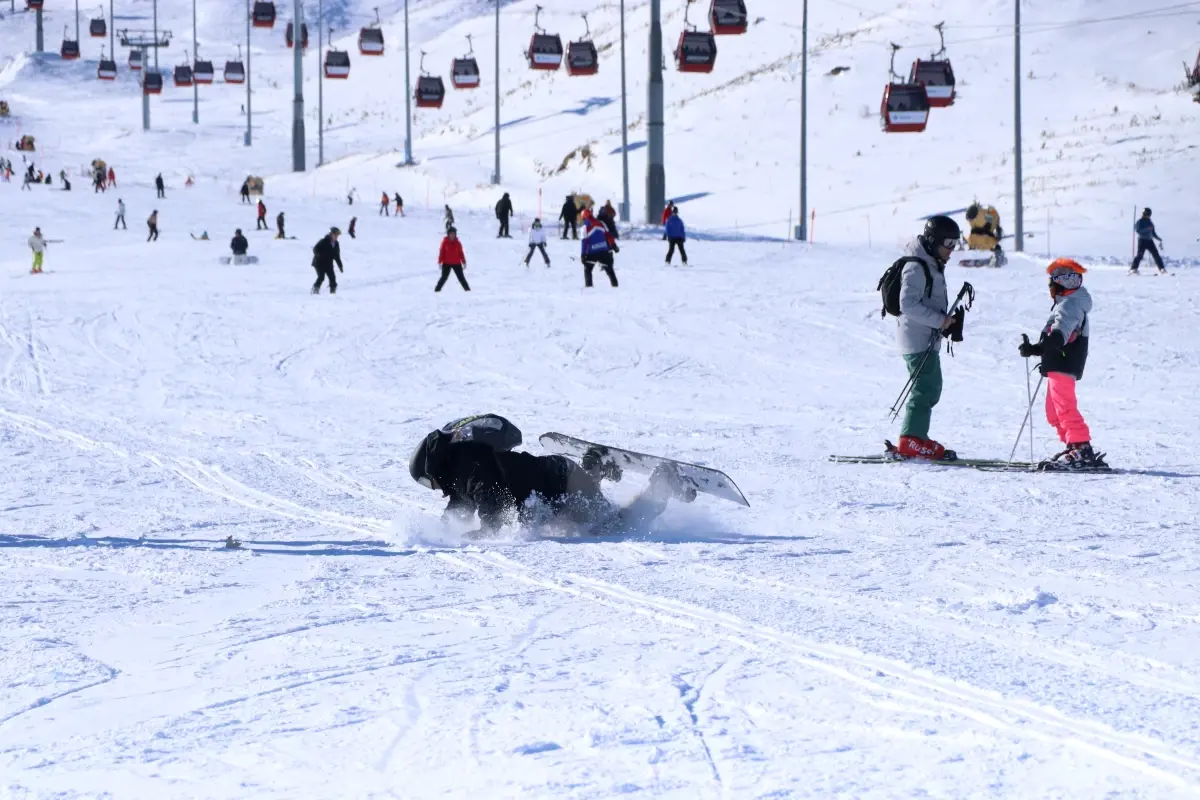 Erciyes Kayak Merkezi'nde Düşenler Kamerada