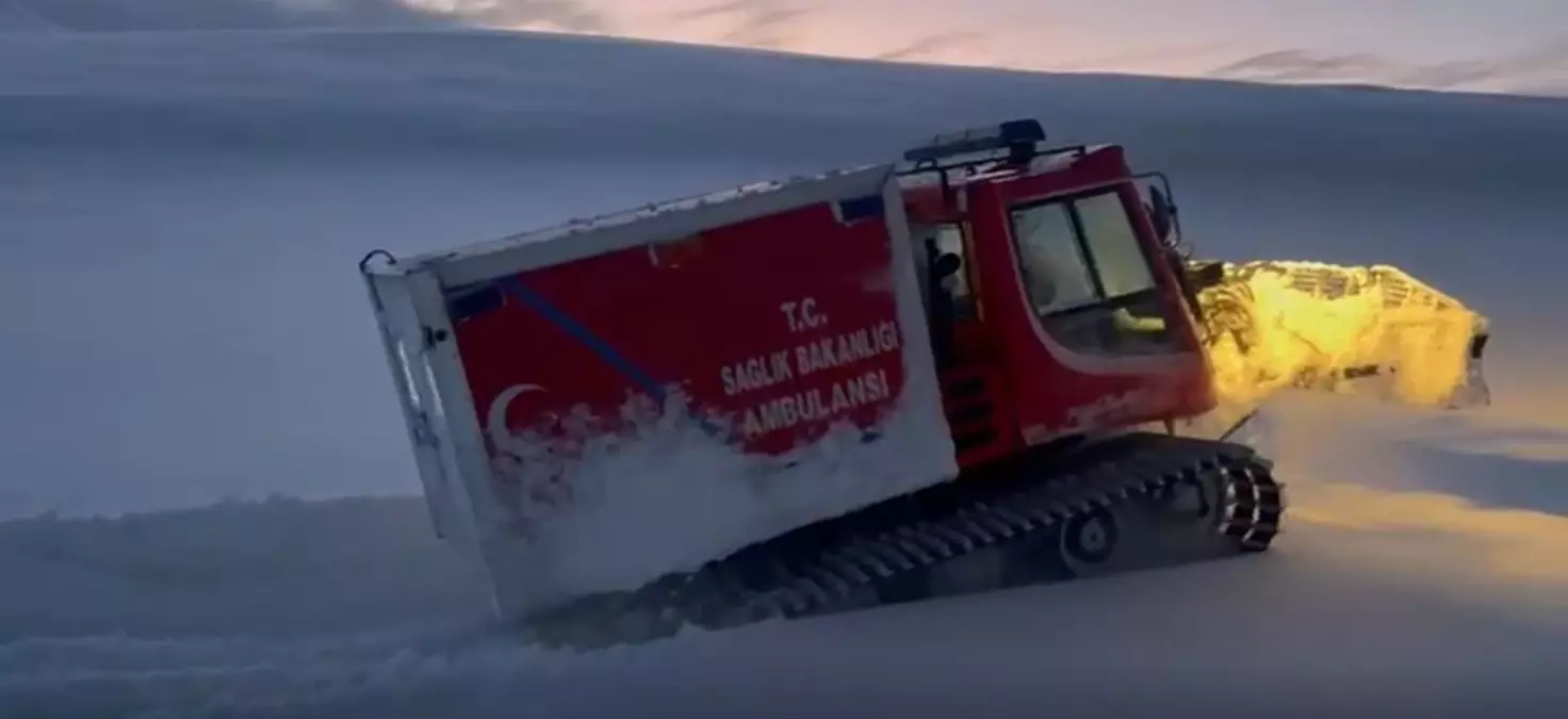 Köyde rahatsızlanan 2 bebek, paletli ambulansla hastaneye nakledildi