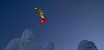 Sarıkamış'ta şehitler için yapılan kardan heykeller açıldı