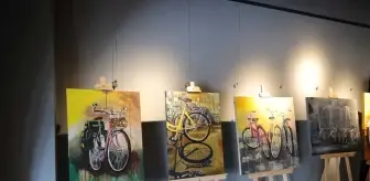 Talas Su Medeniyeti Galerisi'nde bisiklet temalı resim sergisi açıldı
