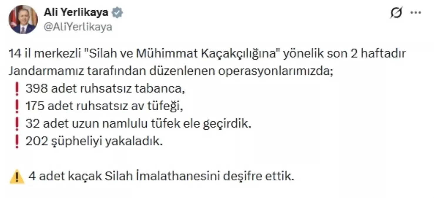 14 ilde silah ve mühimmat kaçakçılığı operasyonu: 202 gözaltı