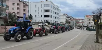 Bursa'da traktörlerle konvoy oluşturan çiftçiler, Mudanya Belediye Meclisi'nin arazi satış kararını protesto etti