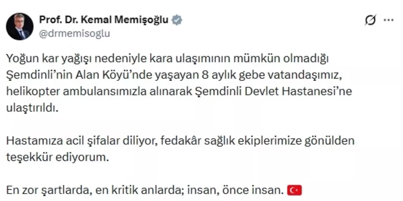 Yolu kapalı köydeki hamile kadın, ambulans helikopterle alındı