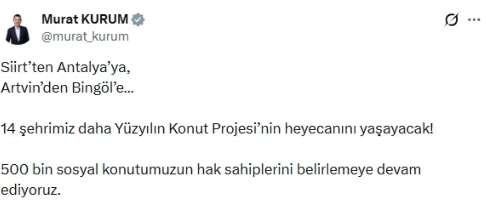'Yüzyılın Konut Projesi'nde 14 ilde daha kura çekimi yapılacak