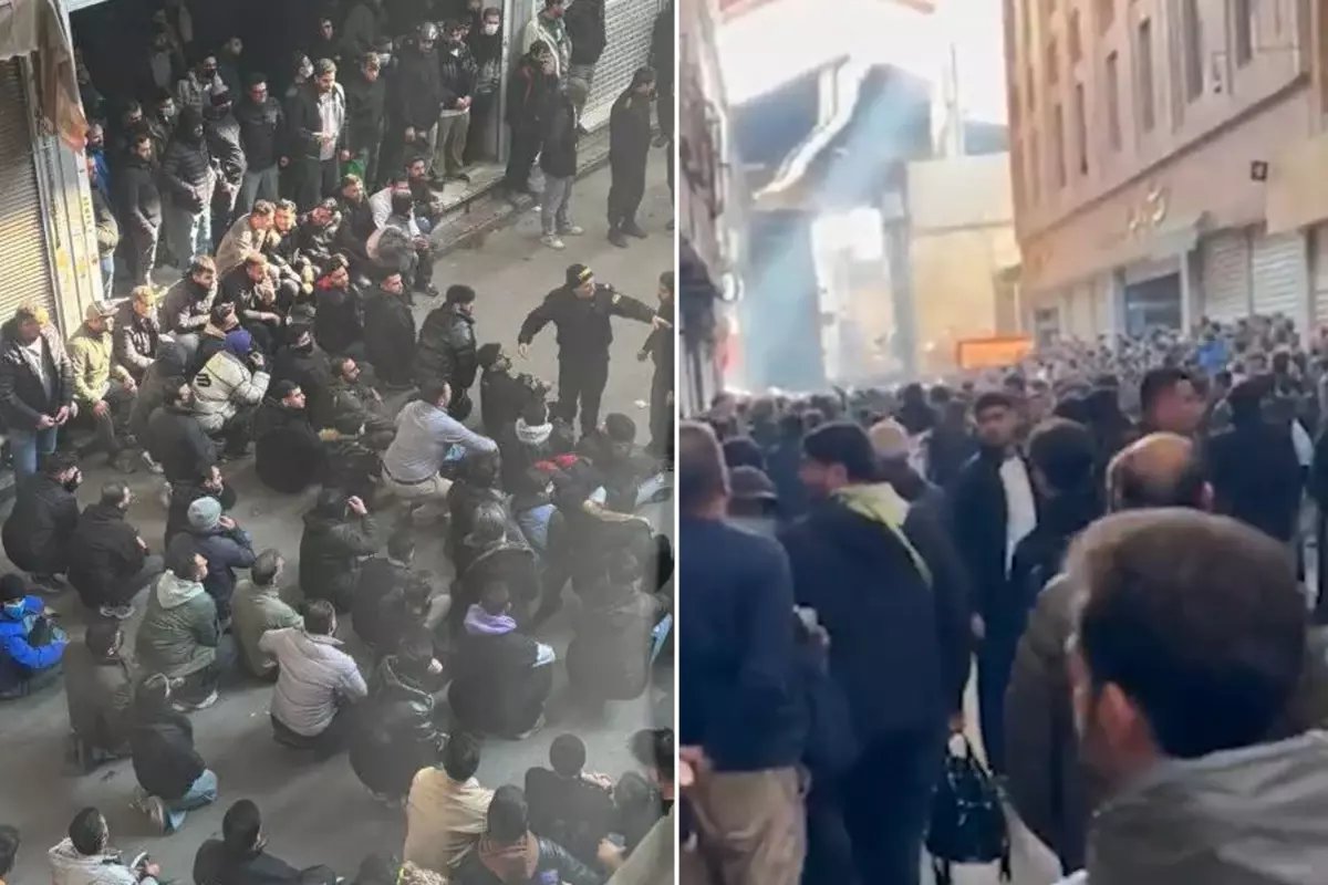 Komşuda tansiyon yüksek! Kapalı Çarşı esnafı protestolara katılıp "Özgürlük" sloganı attı