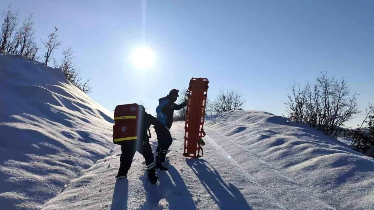Sağlık ekipleri jandarma eşliğinde 1,5 kilometrelik yolu yürüyerek hastaya ulaştı