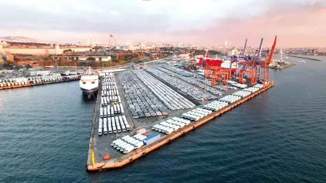 Импортные автомобили заполнили гавань Хайдарпаша