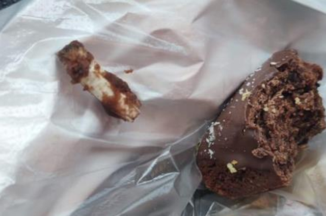 Shocked at the moment he bit the cookie! Look what came out instead of a chocolate piece