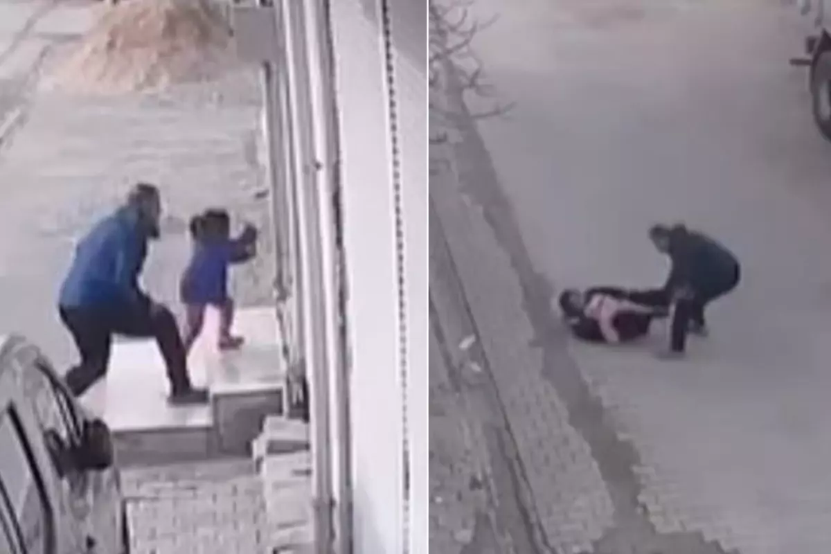 Sokak ortasında dehşet! Bebekli kadına ve çocuğa saldırdı