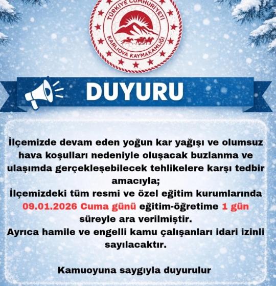 Bingöl okullar tatil mi, 9 Ocak Cuma Bingöl'de okul yok mu (BİNGÖL VALİLİĞİ - KAR TATİLİ)? Bingöl okullar tatil mi, 9 Ocak Cuma Bingöl'de okul yok mu (BİNGÖL VALİLİĞİ - KAR TATİLİ)?