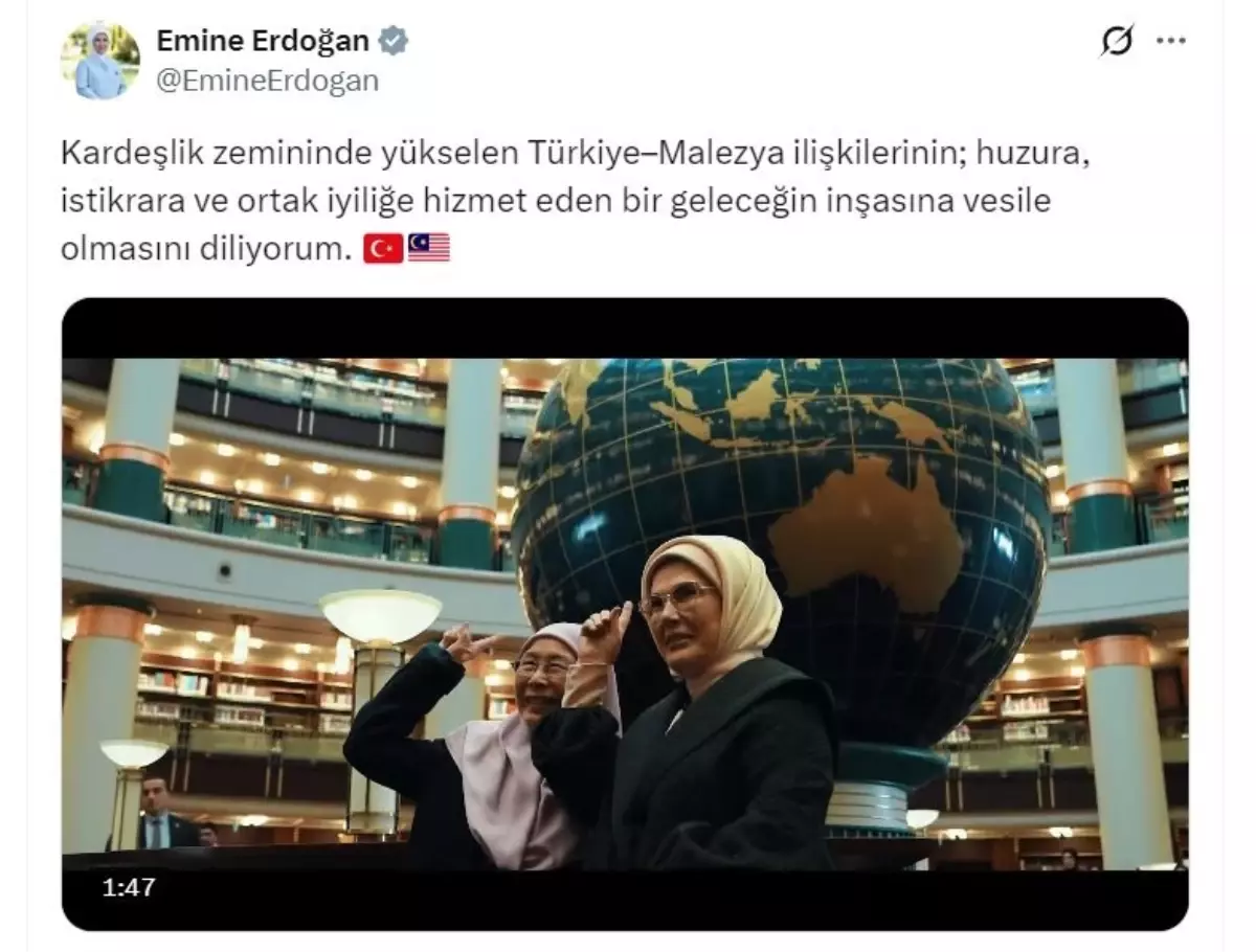 Emine Erdoğan'dan Malezya Başbakanının eşi ile yaptığı ziyaretlerden paylaşım