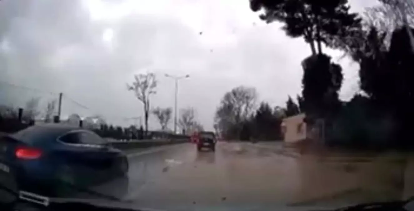 Fırtınanın ağacı devirme anı kamerada