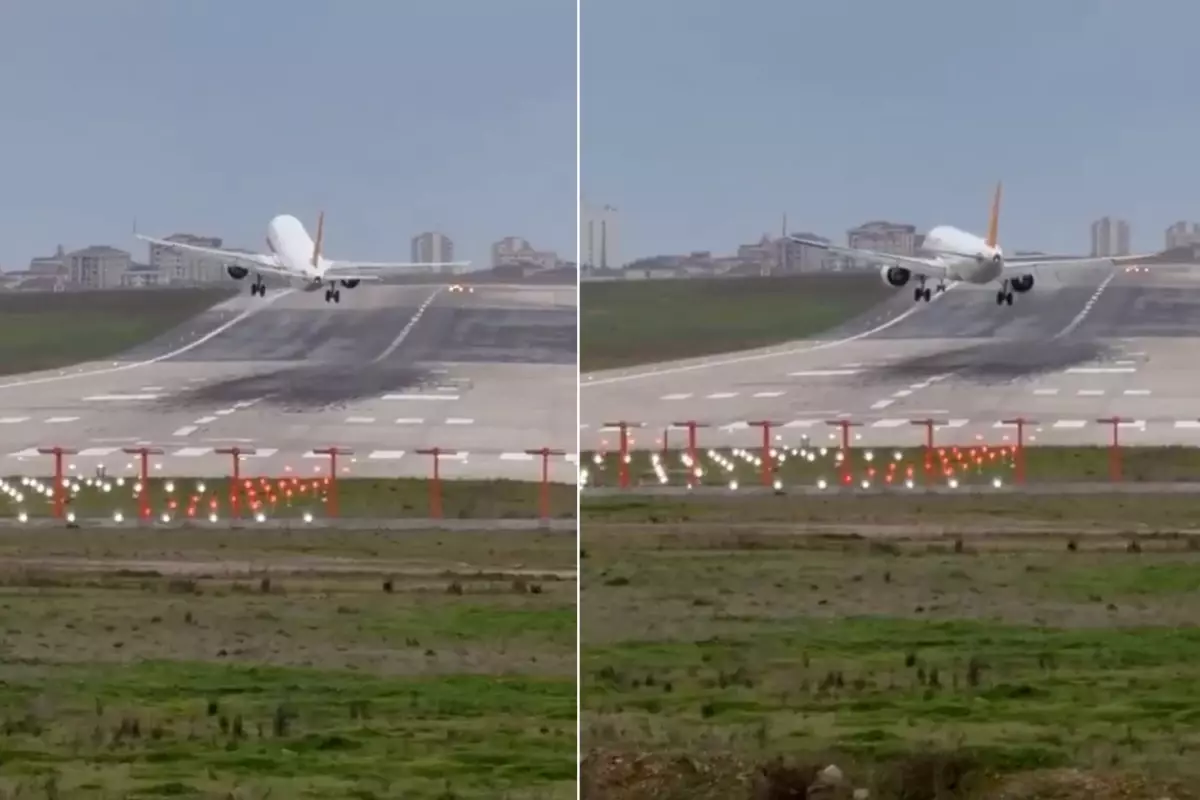 Görüntü Sabiha Gökçen'den! Uçak pistin üzerinde askıda kaldı