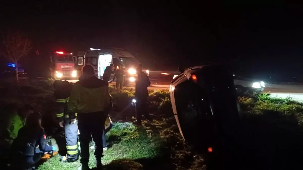 Kontrolden çıkan otomobil devrildi, sürücü yaralandı