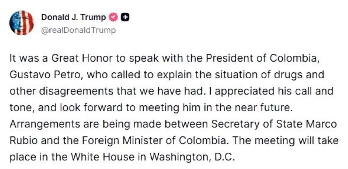 Trump, Kolombiya Devlet Başkanı Petro ile telefonda konuştuğunu duyurdu: "Beni aramasını ve üslubunu takdi...