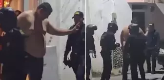 Çevredekilere saldıran şahsı, 9 polis güçlükle gözaltına aldı