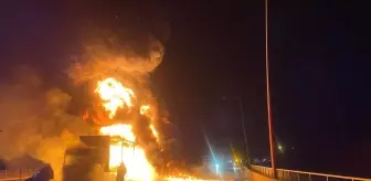 Gaziantep'te TAG Otoyolu'nda tır alev aldı