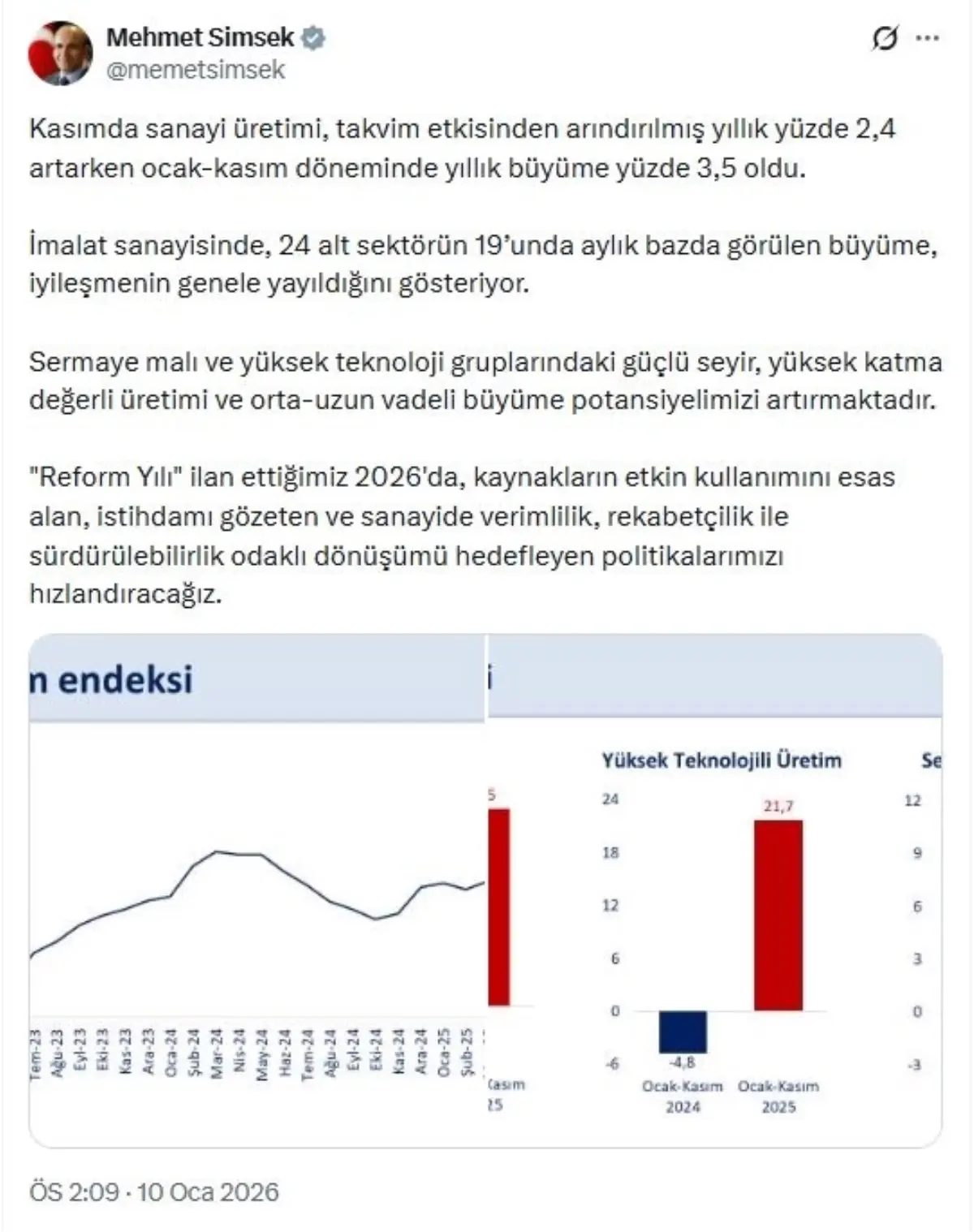 Şimşek: 2026'da Reform Yılı ilan ettik, politikalarımızı hızlandıracağız