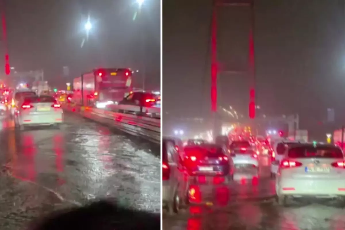 İstanbul'a yağmur fena geldi! Sürücü bile şaştı kaldı