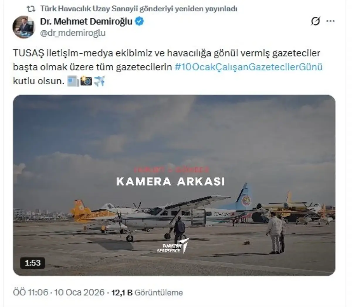 TUSAŞ, 10 Ocak Çalışan Gazeteciler Günü'nü kutladı