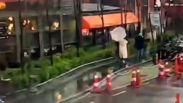 A young woman in Beyoğlu was caught under a sign that was blown over by the storm; she is fighting for her life
