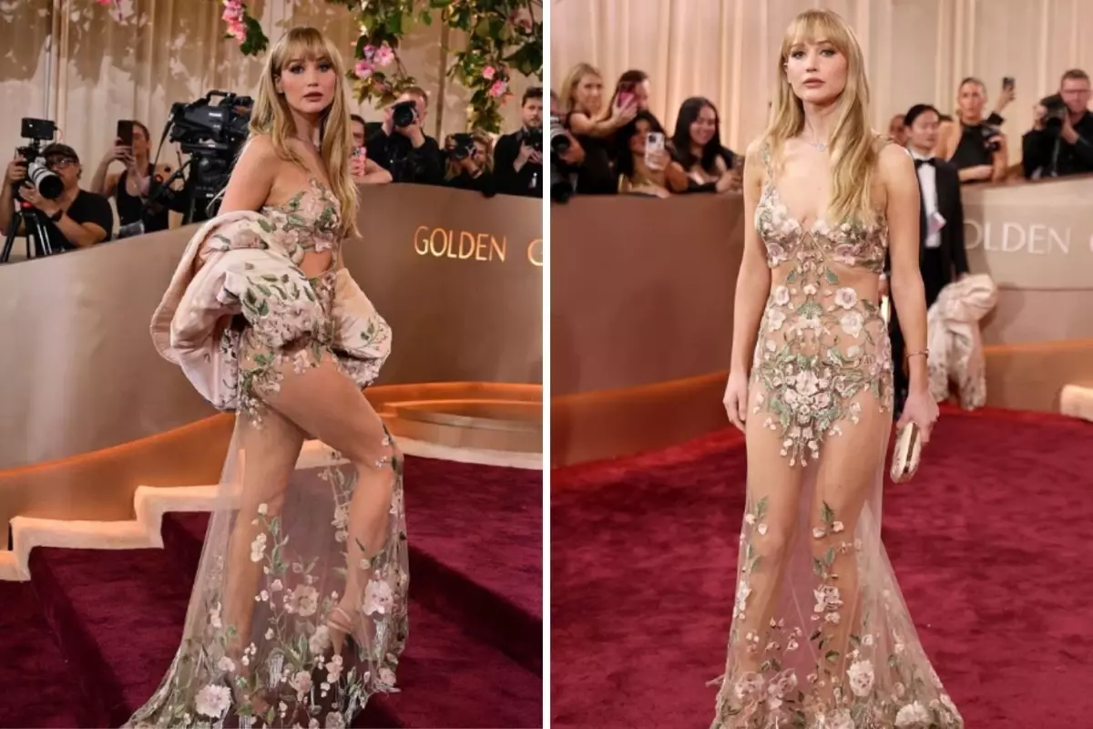 Ünlü oyuncu ödül törenine nerdeyse çıplak geldi