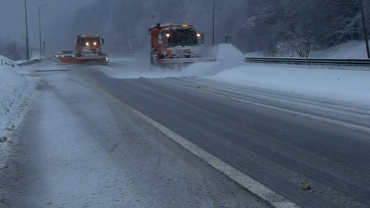 Bolu Dağı'nda kar yağışı