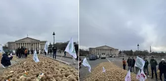 Fransa'da çiftçilerden sert protesto: Meclisin önüne 30 ton patates döktüler
