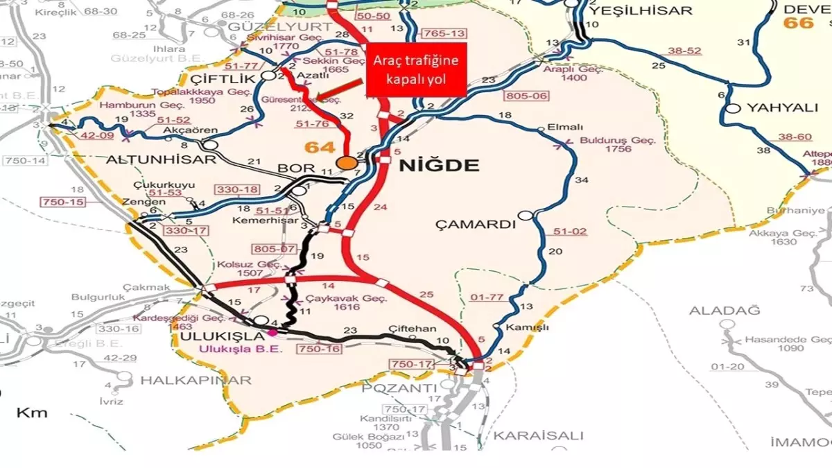 Kar ve tipi nedeniyle Niğde'de iki yol trafiğe kapatıldı