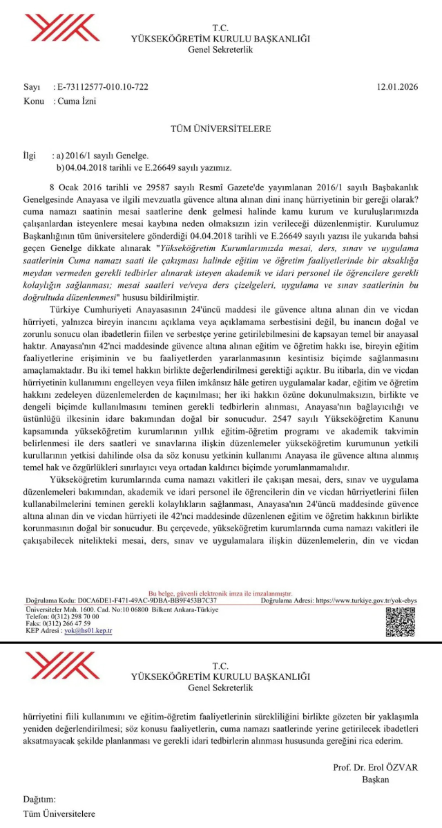 yok ten tum universitelere cuma namazi talimati 19457324 8589 m