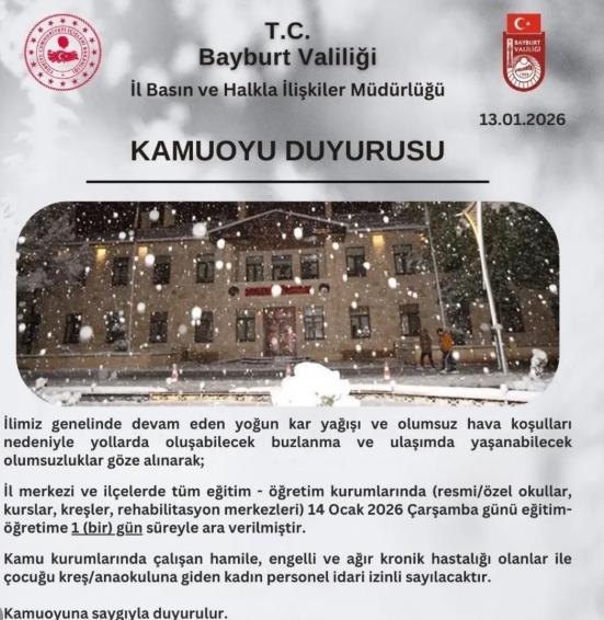 14 Ocak Çarşamba okullar tatil mi, bugün okul yok mu (Kar Tatili)?