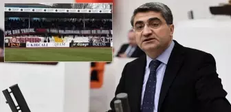 Maçta açılan pankart, Mersin Milletvekili Mehmet Emin Ekmen'i küplere bindirdi