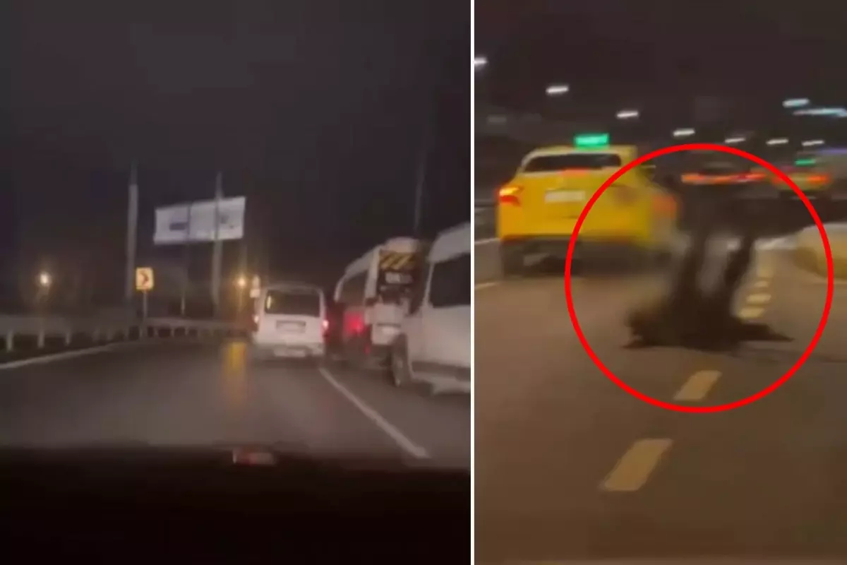 Park halindeki minibüslere çarpıp yere yığıldı