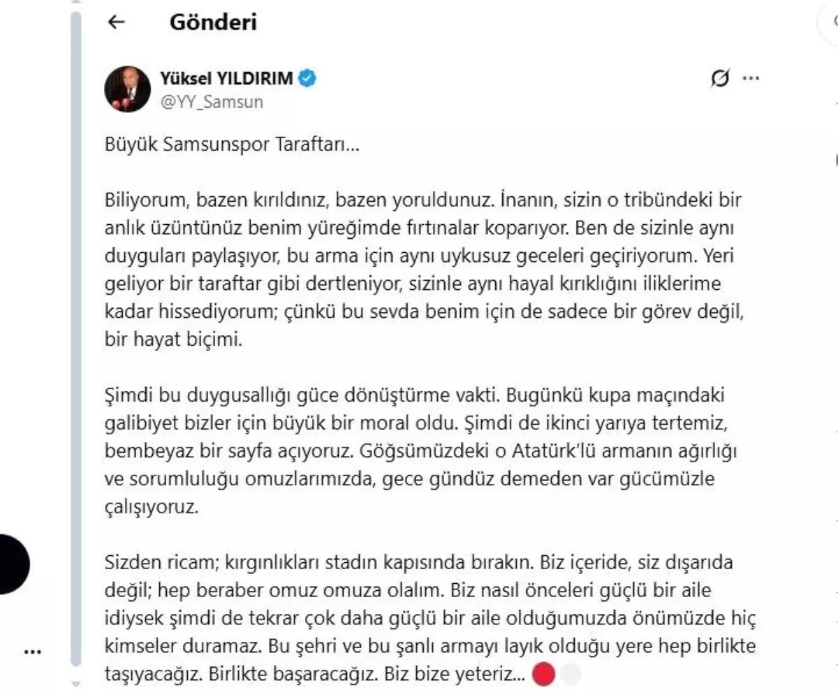 Yüksel Yıldırım: "Bembeyaz bir sayfa açıyoruz"