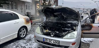 Amasya'da yanan otomobil kullanılamaz hale geldi