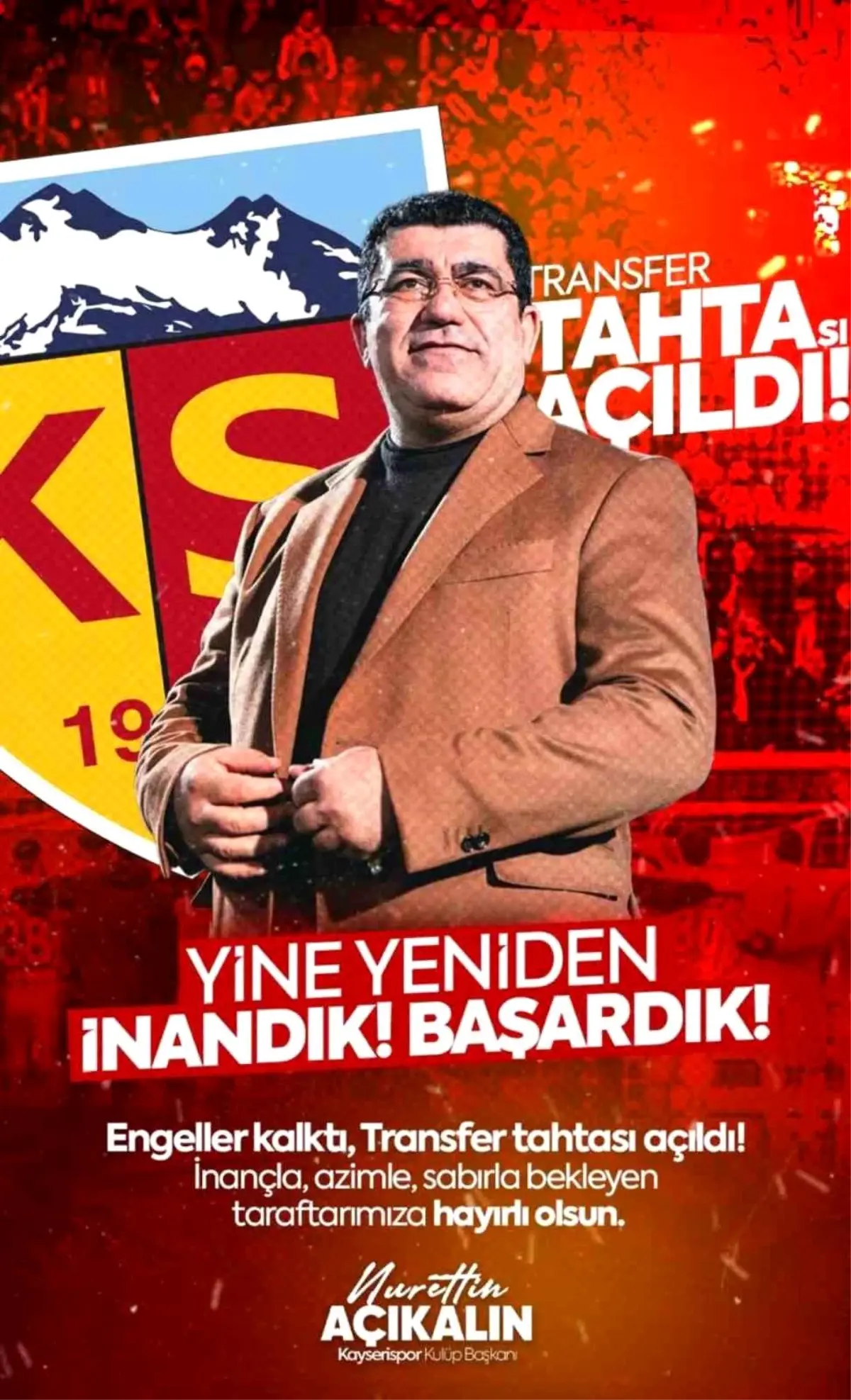 Kayserispor'un transfer tahtası açıldı